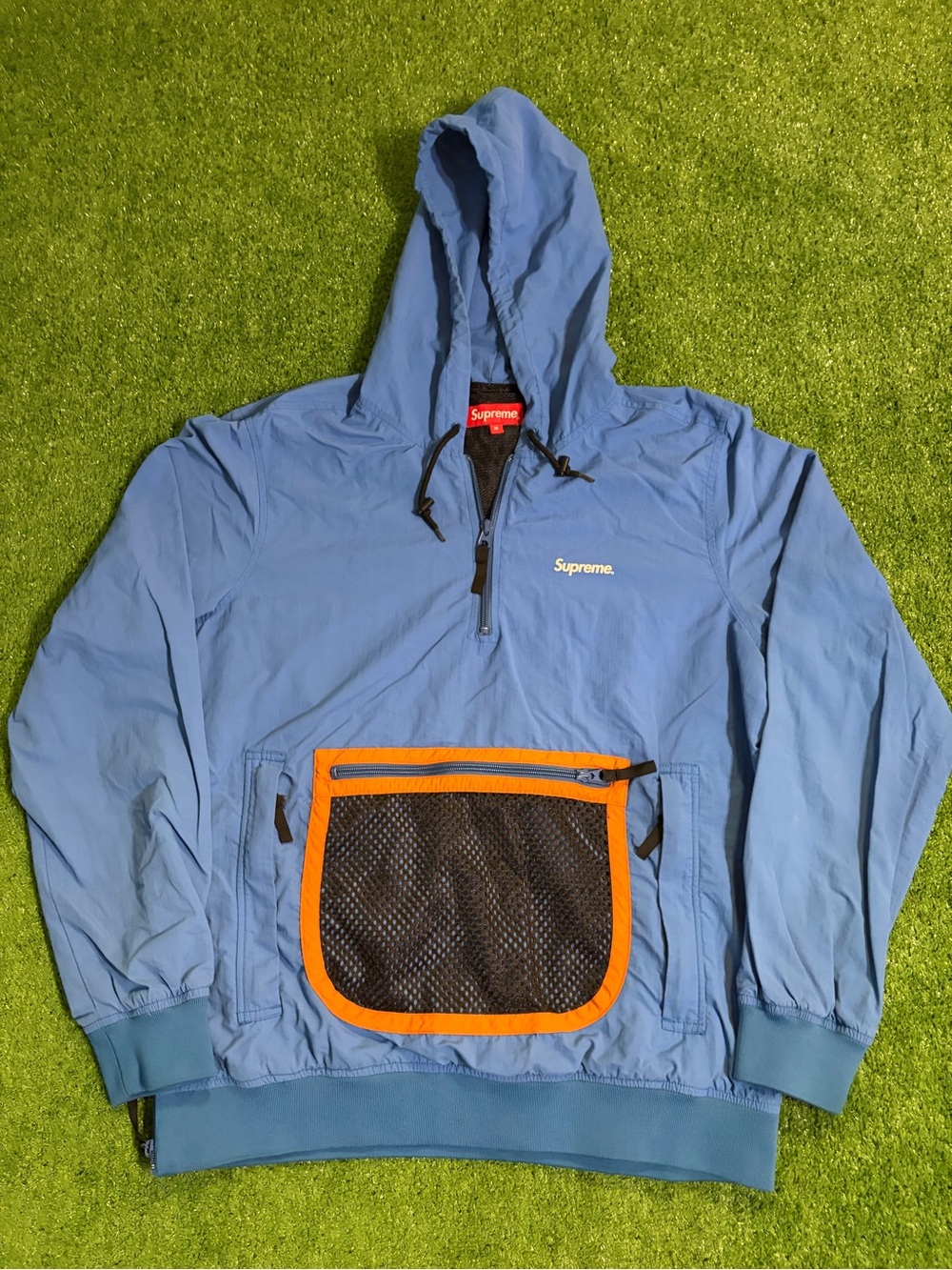 Supreme Mesh Pocket Blue & Orange Pullover Jacket